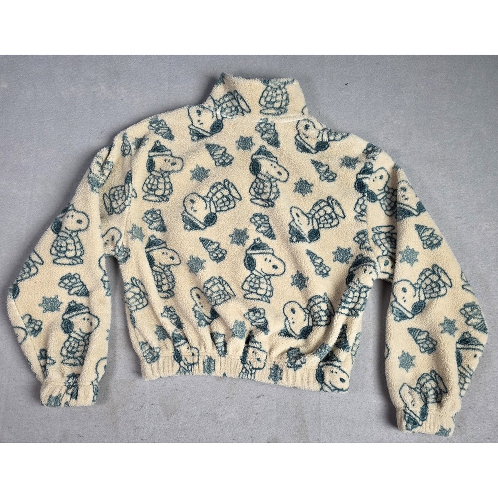 Women's Peanuts Snoopy Sherpa Fleece Pullover Quarter Zip MEDIUM Warm Winter - Picture 7 of 8